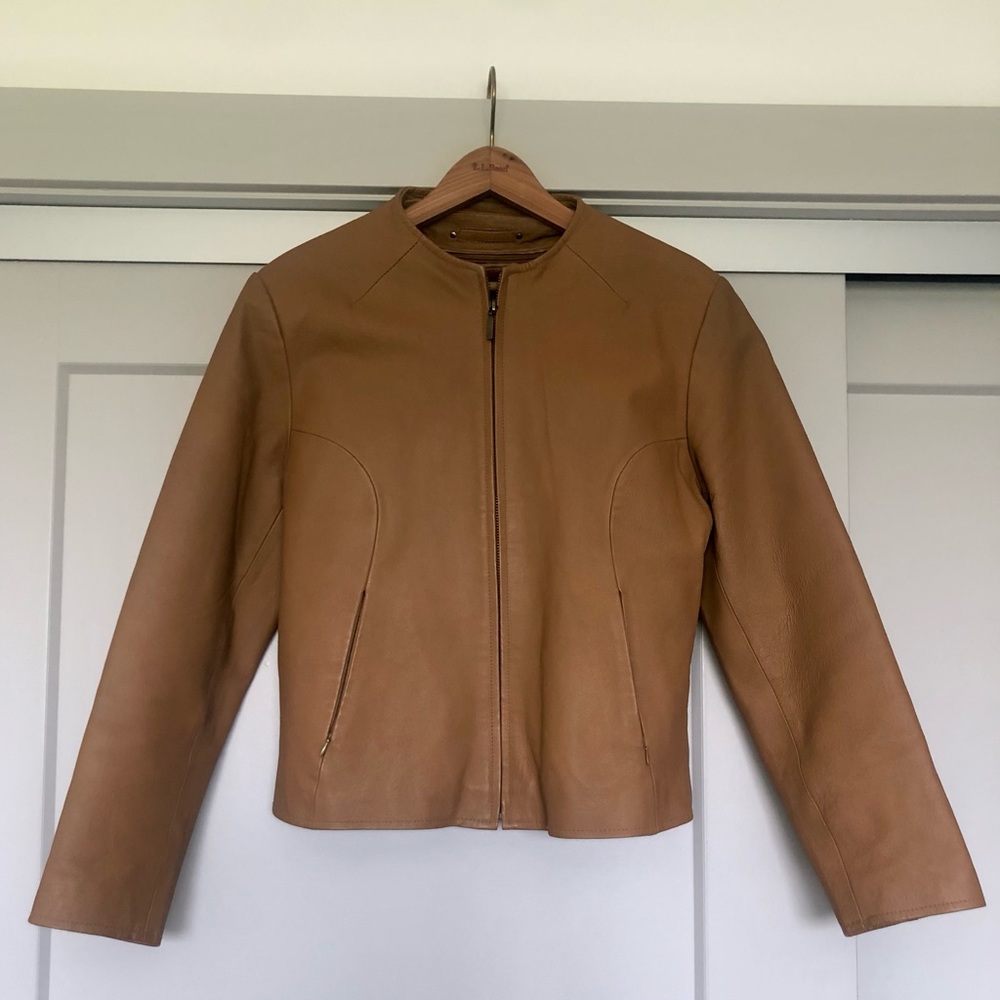 Butter Soft Italian tan leather jacket - fitted w/ removable warm lining